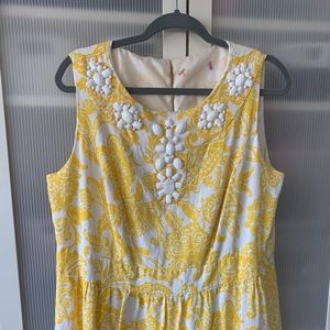 Gorgeous Eliza J Yellow and White Beaded Dress